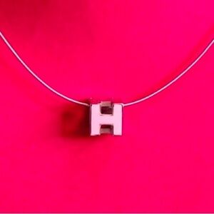 Hermes Hermès H Cube Cage d'Ash Necklace 
SV Pink / Silver